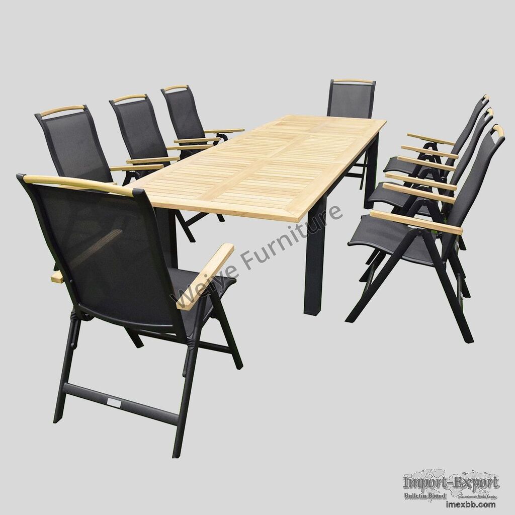 Outdoor Dinning Furniture Aluminium 9pcs Set with Folding Chair