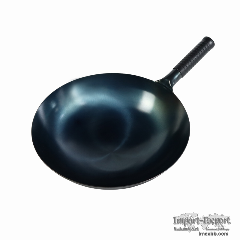 Chinese Round Bottom Blue 14'' Carbon Steel Pow Wok