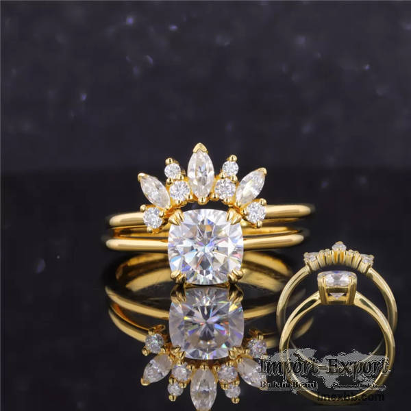 7×7mm Cushion Cut Moissanite S925 Sterling Silver Stackable Rings