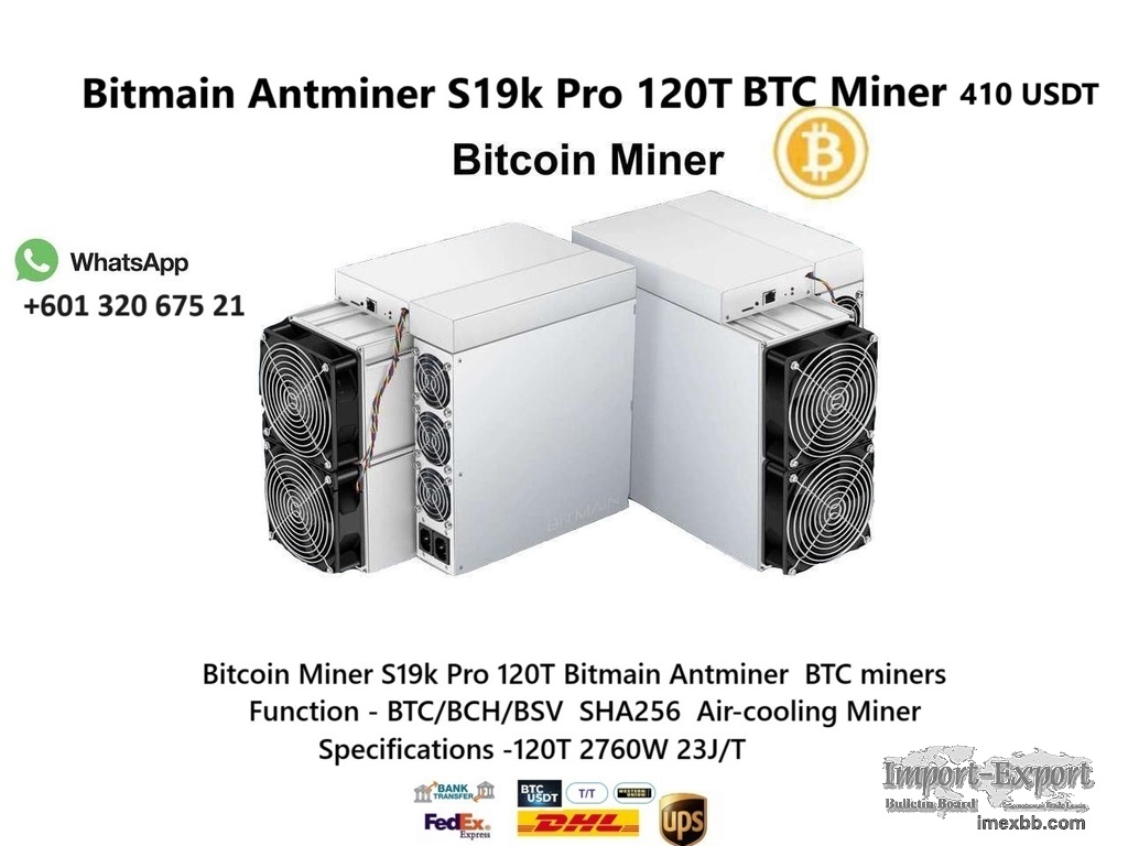 Bitcoin Miner S19k Pro 120T BTC miners  Wholesale bulk order Free shipp