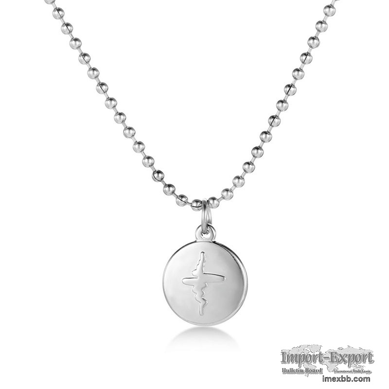Stainless steel ECG couple pendant necklace