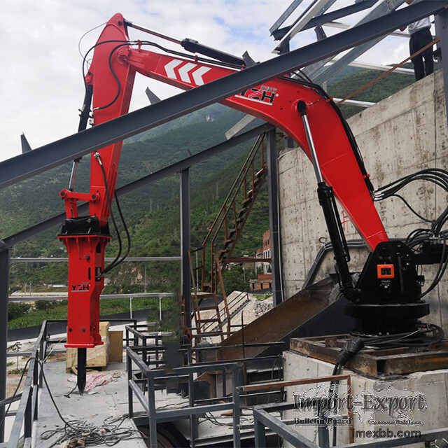 Static rockbreaker boom system 
