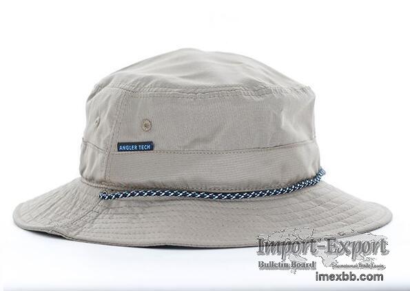 Khaki Polyester Bucket Hat Custom Plain Bucket Hats With String For Wholesa