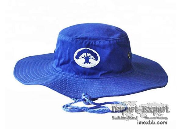 Royal Blue Bucket Hat Custom Wide Brim Blue Sun Hat with String