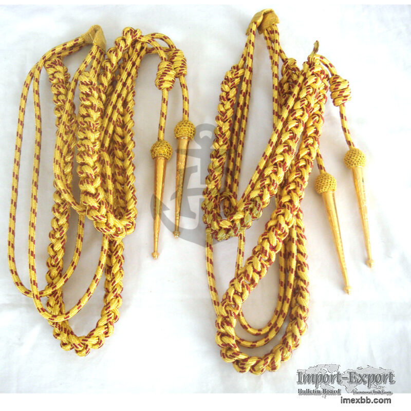 Burgundy Gold Bullion Wire Mylar Aiguillettes