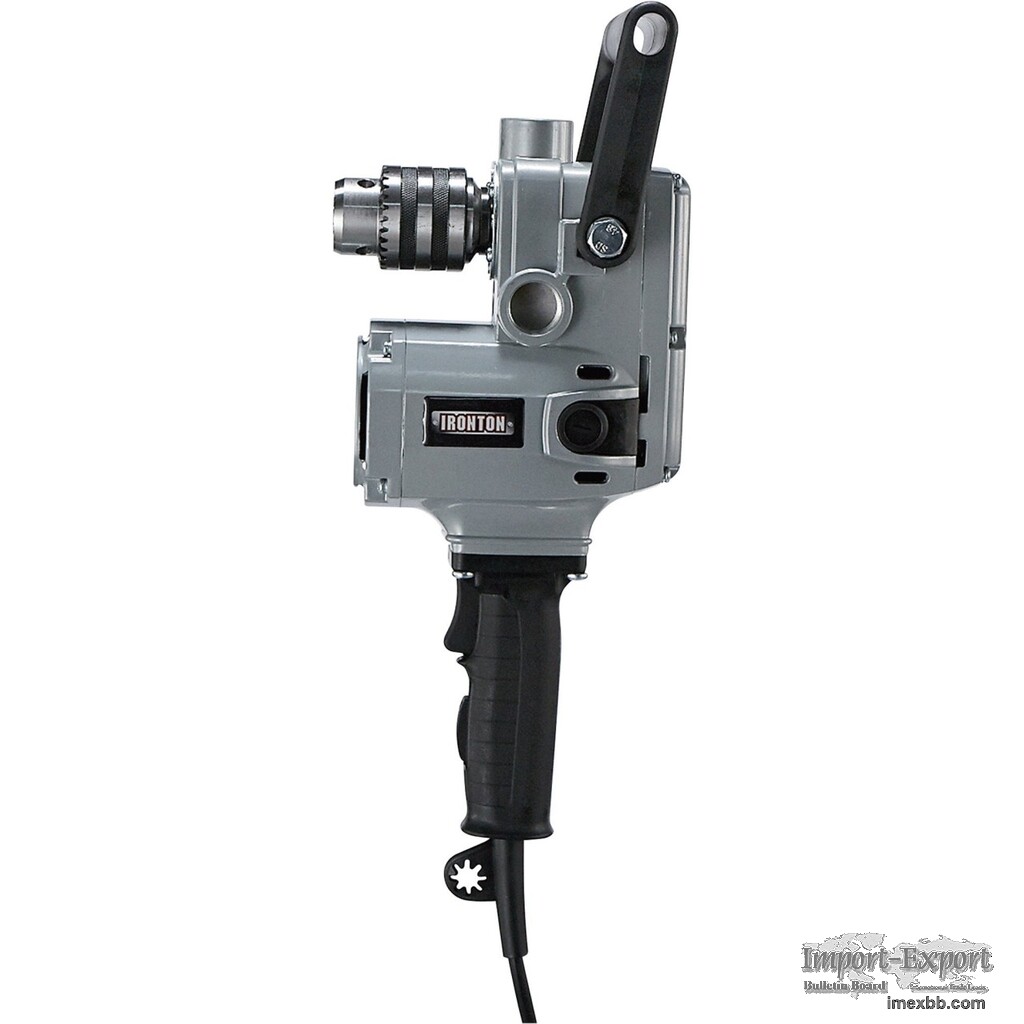 Ironton Compact Corded Electric Right Angle Drill 1/2in. Chuck, 8.0 Amp, 13