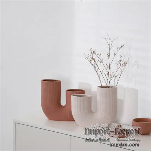 Nordic Decorative Ceramics Vases U-Shaped Customize Flower Vase