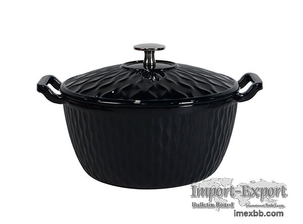 Professional Ripple Design Cast Iron Dutch Oven for Even Cooking