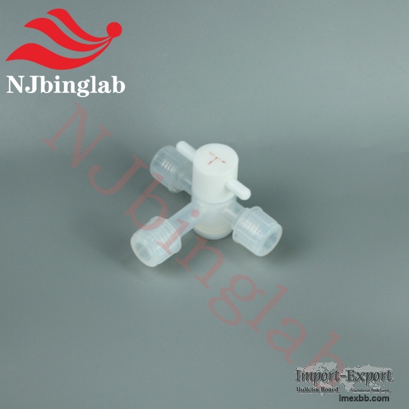 PFA 1/4 Inch Three-Way Valve, Designed for Ultra-High Purity Fluid Handling