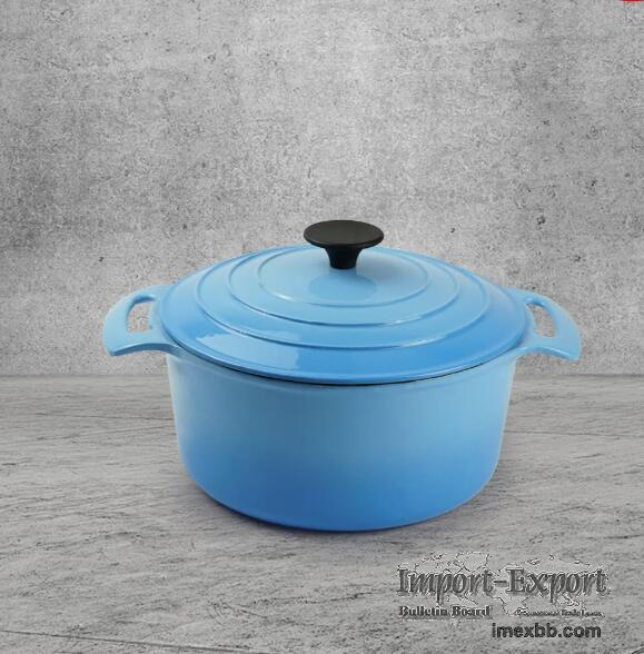 Cast iron enamel Dutch baking pan with lid