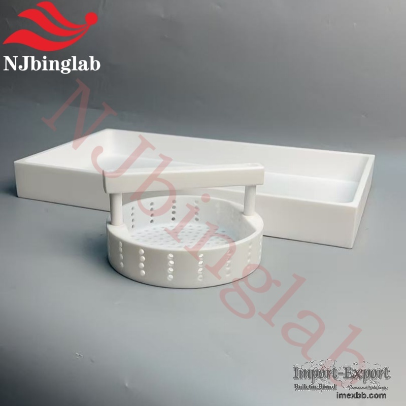 High-Pure PTFE Tray with Perforated Filter Basket, Laboratory Cleaning Equi