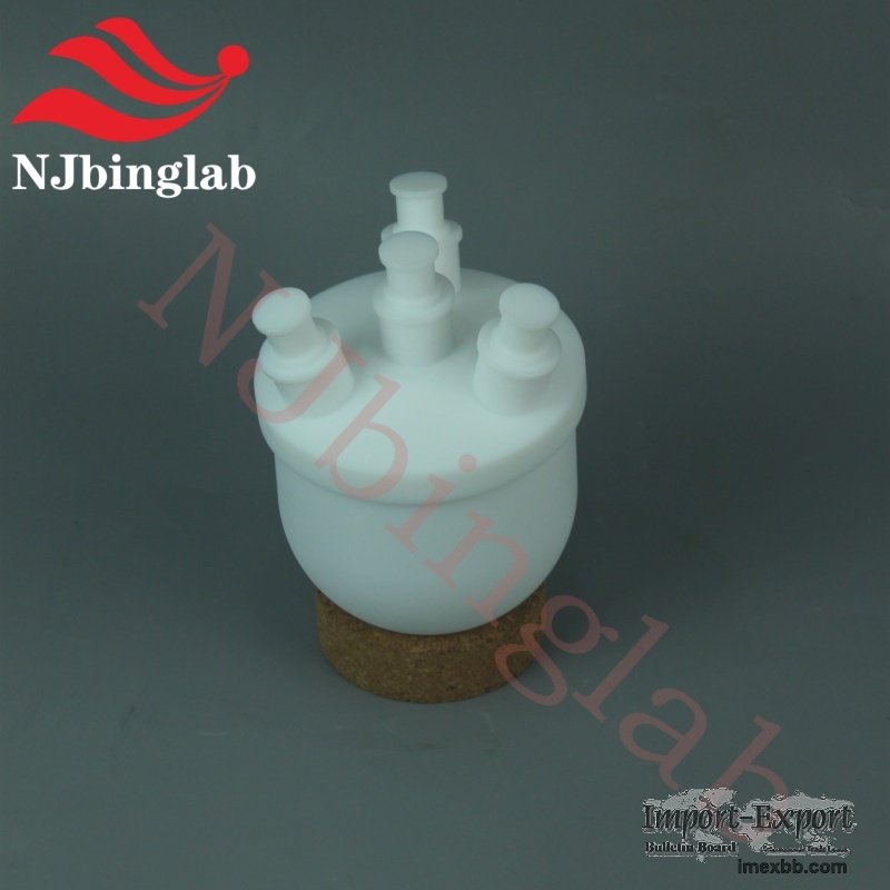 PTFE Four-Port Flask Round-Bottom 3L Strong Acid Resistance, Hf Distillatio