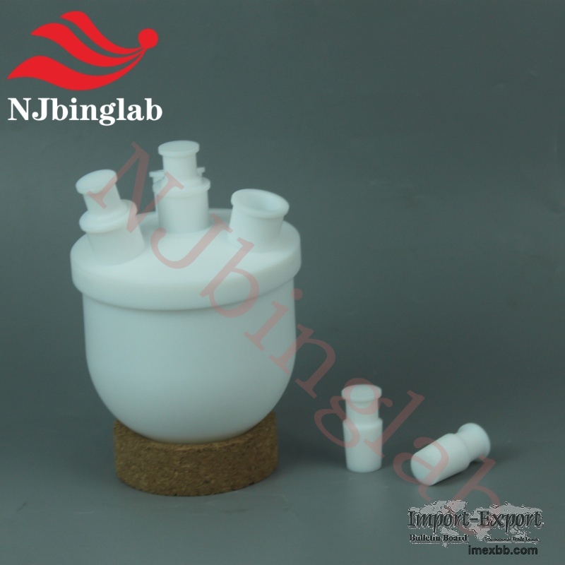 PTFE Flask Four-Necked Round-Bottom Reactor with Threaded Connection Easy t