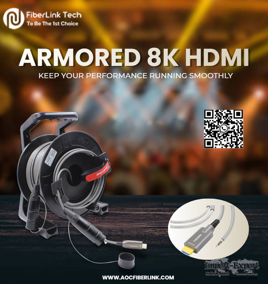 Armored 8K Fiber Optic HDMI 2.1 Active Optical Cable on Roxtone PCD 310 Dru
