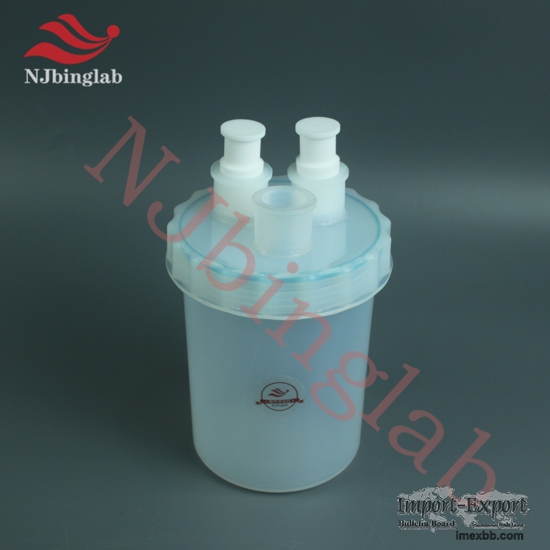 4L PFA Flat-Bottom Flask Three-Neck Reaction Tank with PFA Cover Good Seal