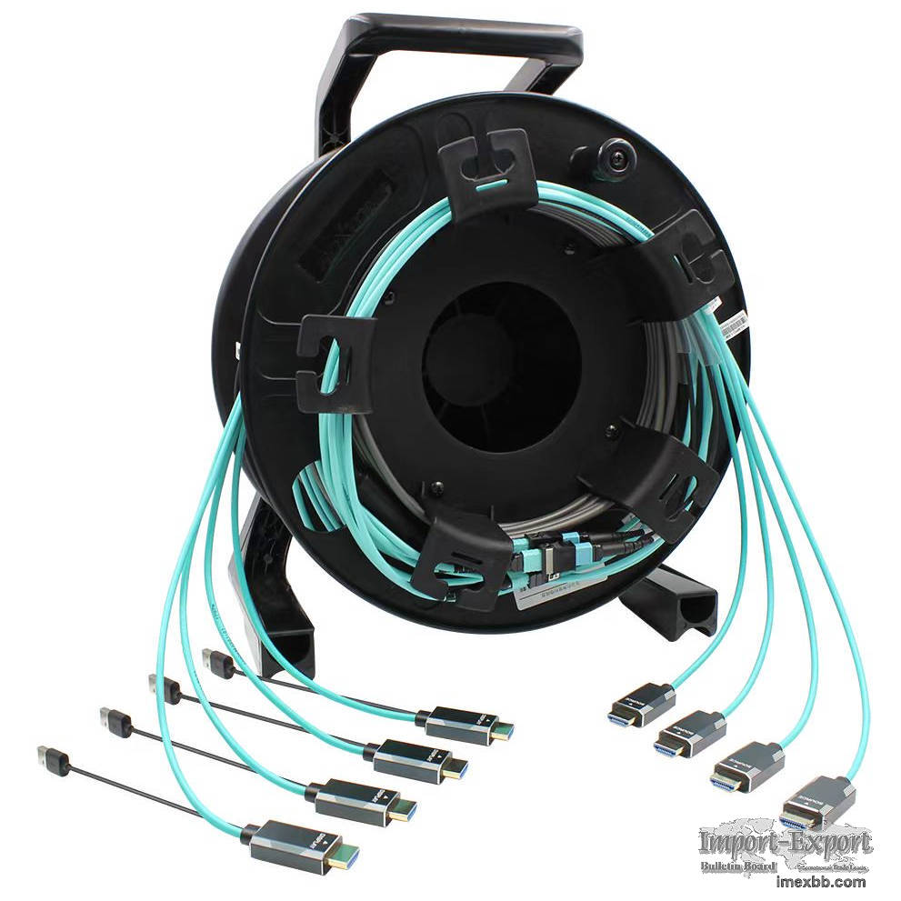 Four-In-One Armored 8K Fiber Optic HDMI2.1 Extension Cable on Roxtone drum