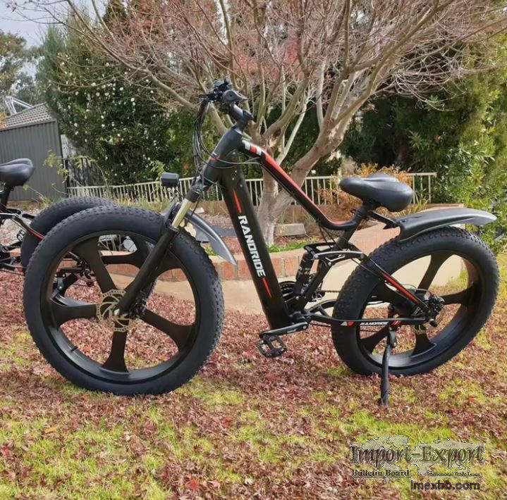 RANDRIDE 20AH Fat Tire Ebike 1000W Electric Fat Bike Mountain E Bike for Ad