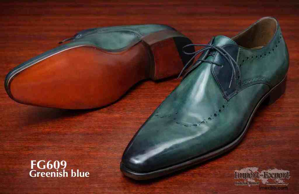 Greenish blue leather oxfords shoes for sell