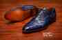 Shiny blue brogue shoes FG507