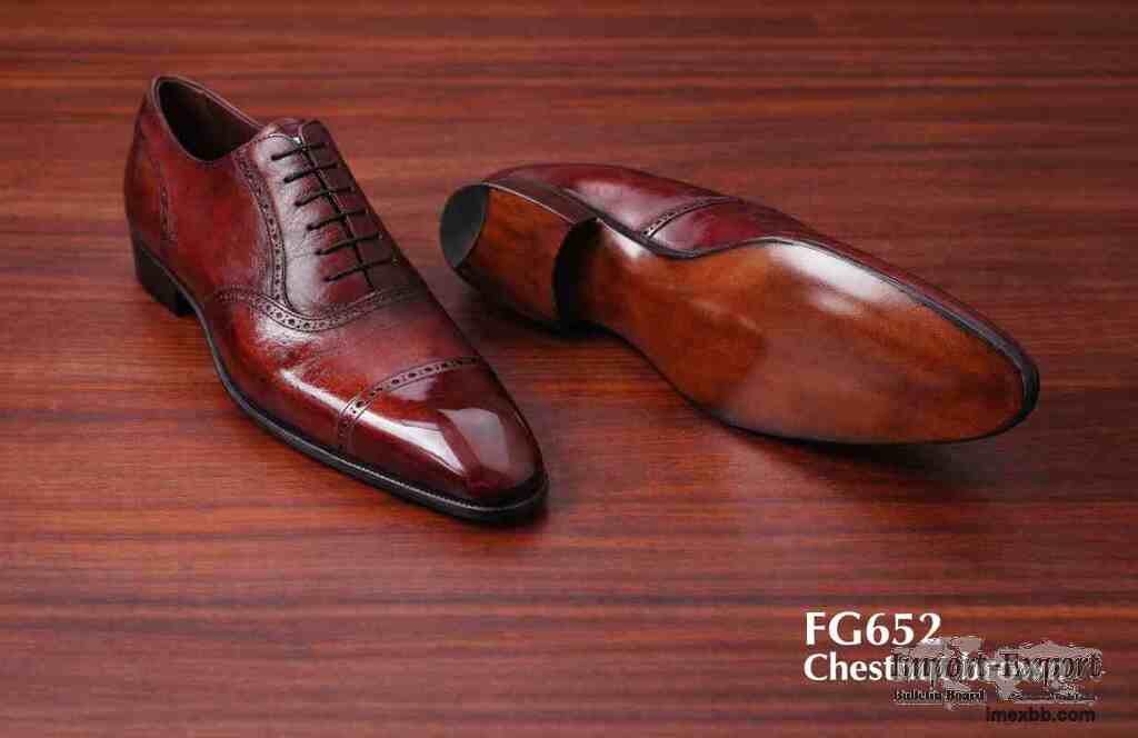 Glossy premium calfskin rich reddish brown polished Shoe FG652 for Sell