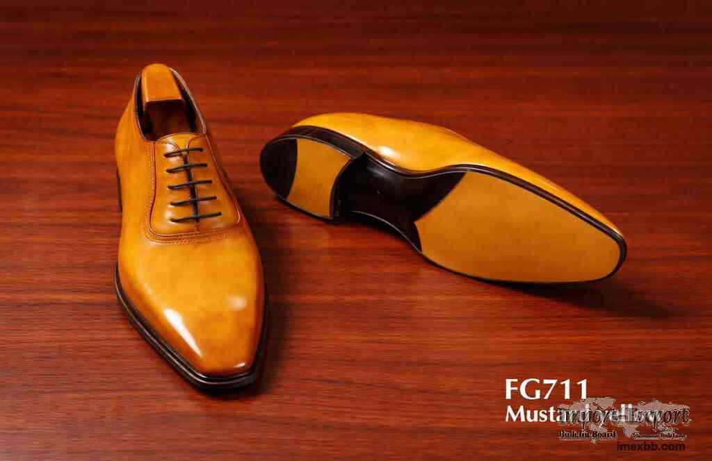 Mustard yellow leather dress shoe FG711 for sell