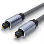 Toslink Digital Optical Audio Cable,Aluminum Housing,6mm Nylon Braided,Gray