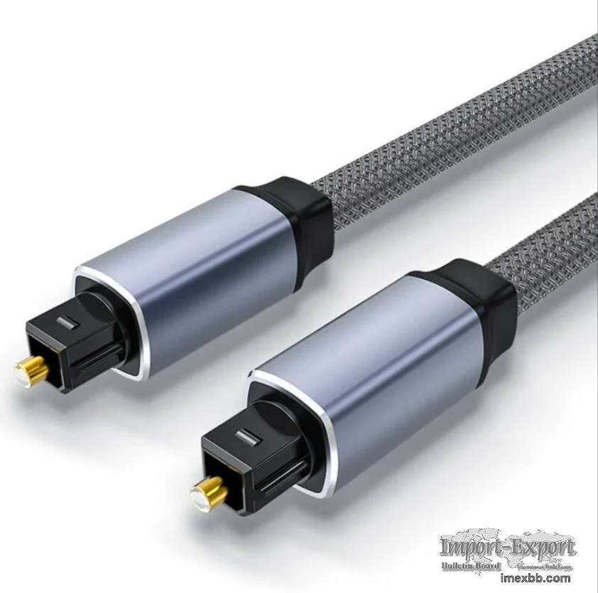 Toslink Digital Optical Audio Cable,Aluminum Housing,6mm Nylon Braided,Gray