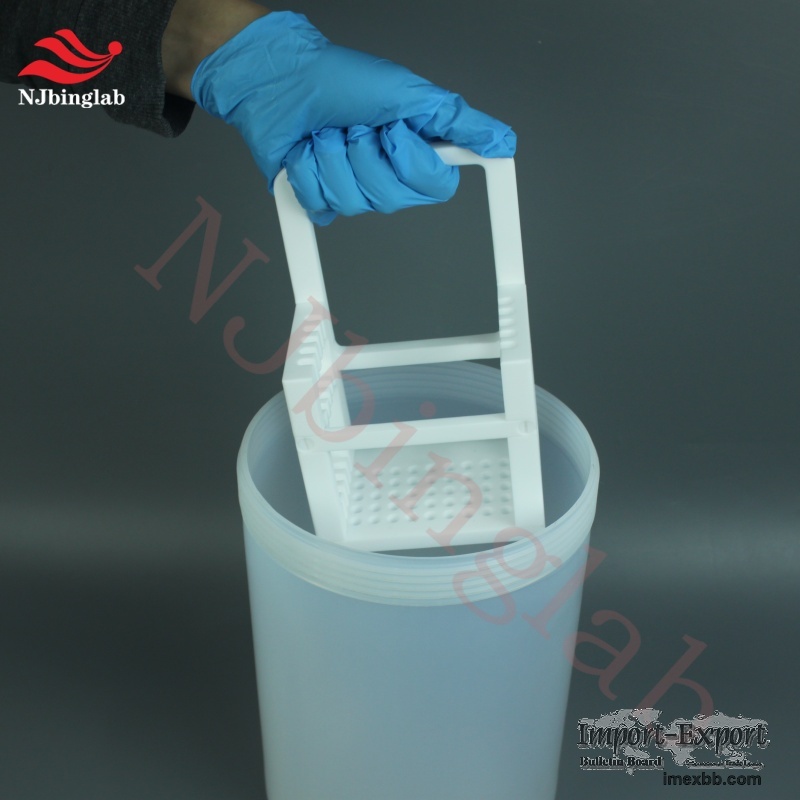 PTFE Wafer Basket for Cleaning and Etching Processes, Non-Wetting Surface
