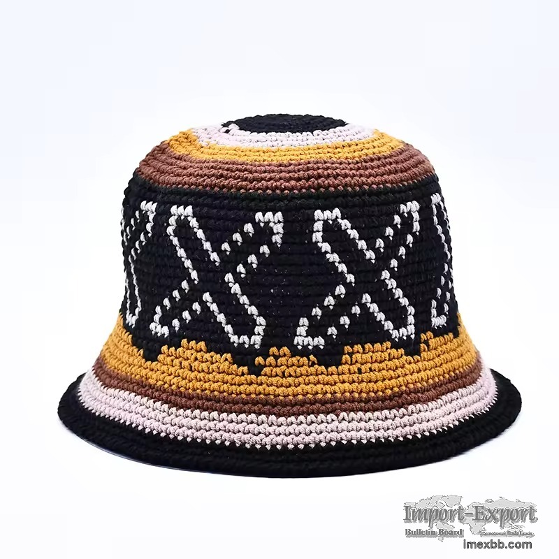Custom Crochet Bucket Hat Handmade Knitted Bucket Hat Summer Outdoor OEM OD