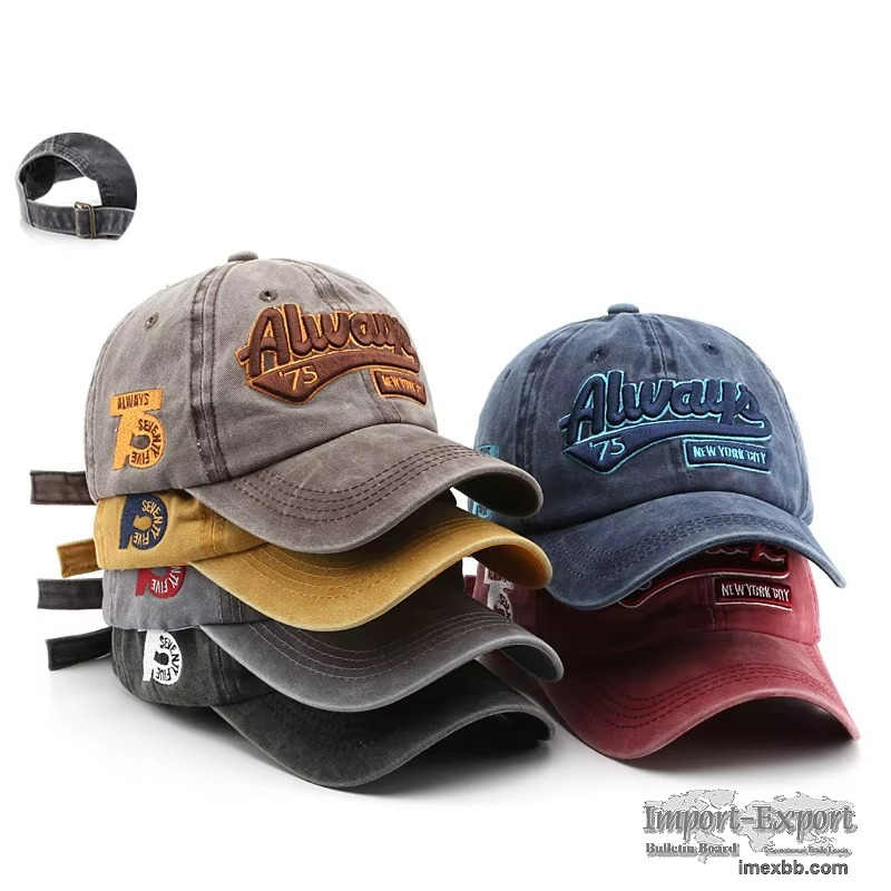 Custom Vintage Washed Baseball Cap Distressed Cotton Dad Hat with Embroider