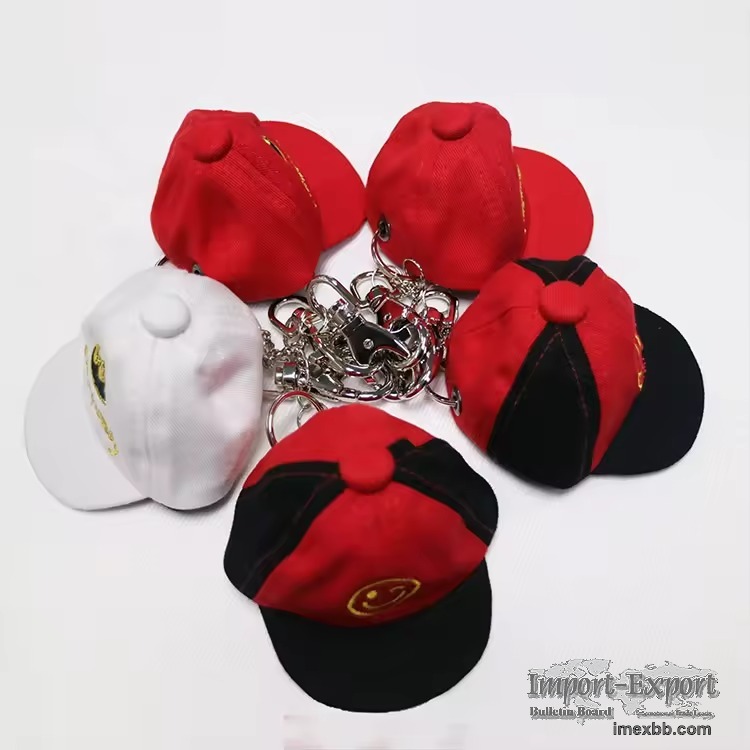 Custom Mini Baseball Cap Keychain Cute Hat Keyring with Embroidery OEM ODM
