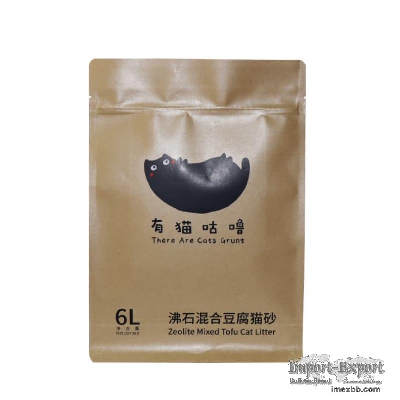 412-1PLA+PBAT laminated kraft paper zipper bag