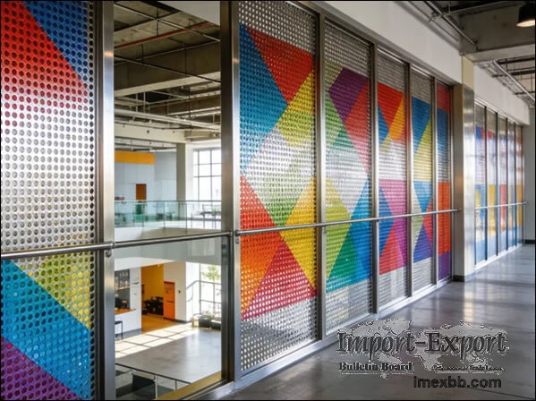 Geometric Multi-Pattern Perforated Metal Partition Walls For Interior Space