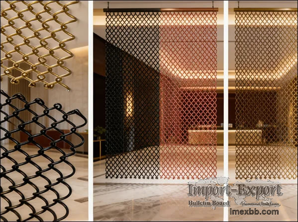 Flexible Aluminum Chain Link Mesh Curtains For Interior Room Division