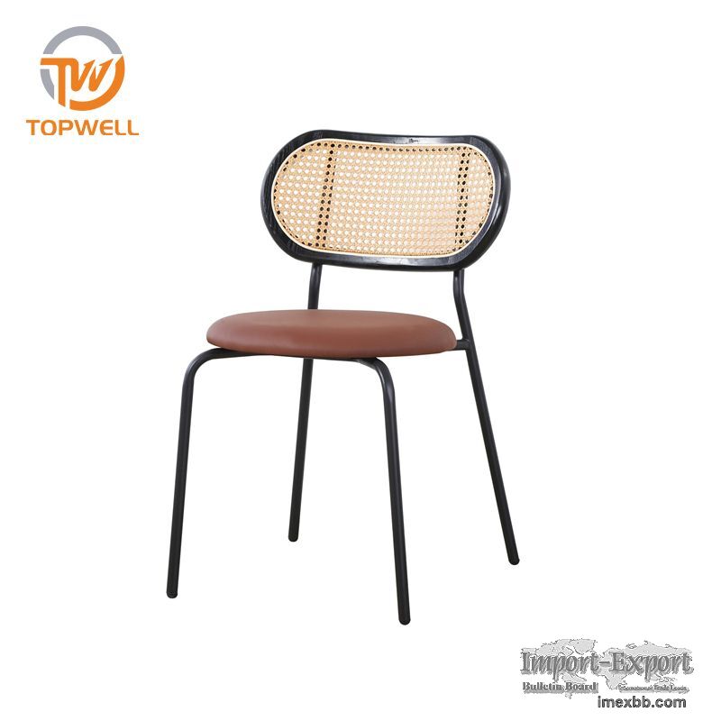 Rattan Chair Rattan Back PU Seat Powder Coating Legs DC-7235