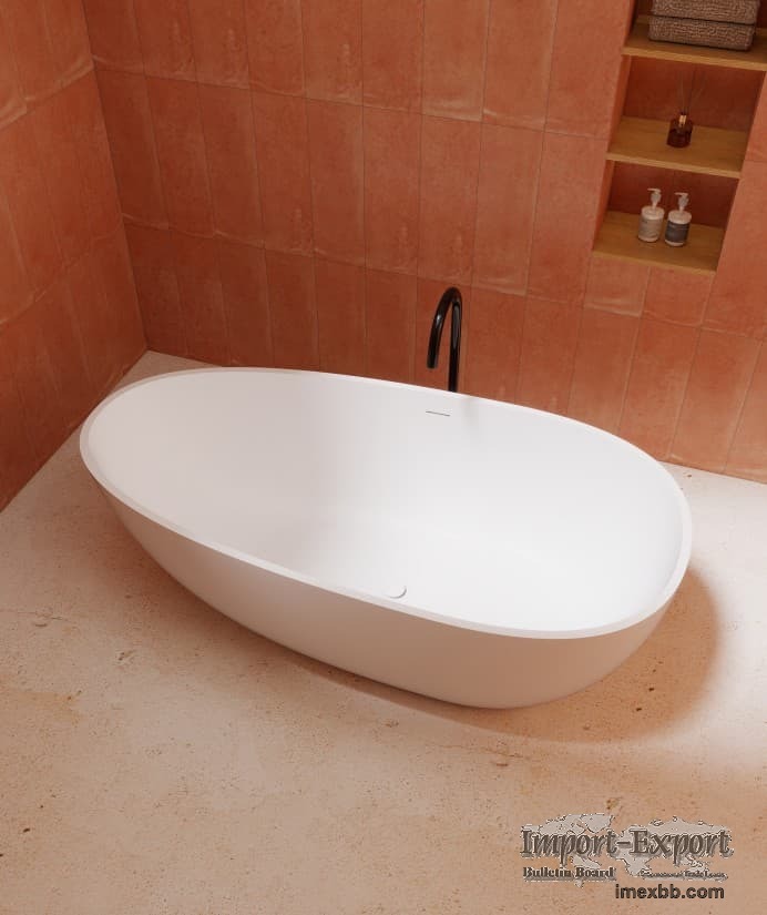 BZ01-01S Egg Shape Classical Freestanding Solid Surface Bathtub