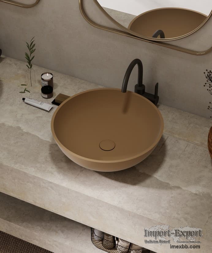 BZ06-01S ROUND High Quality Countertop Solid Surface Wash Basin