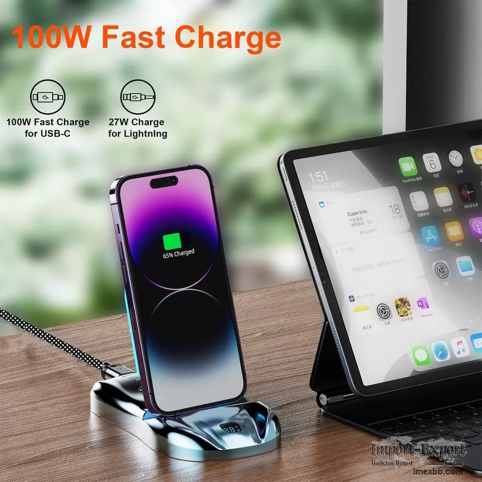 Magnetic charging station LED phone station