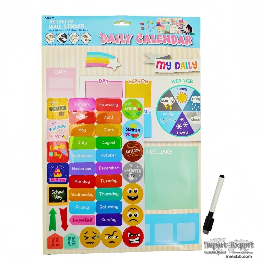 My Daily Calendar Activity Wall Sticker Set with Markers