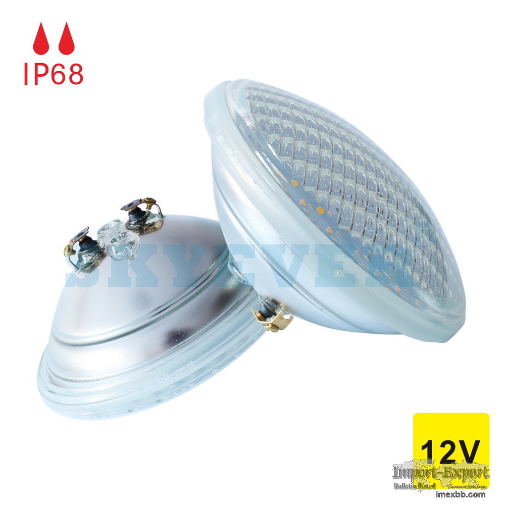 SKYEVER Glass LED PAR56 Pond Light Bulb 15W AC/DC 12V IP68 Waterproof
