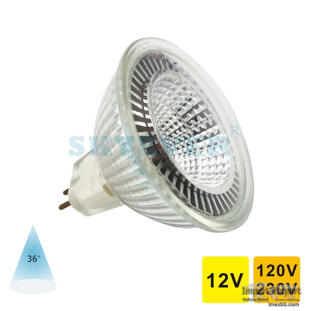 SKYEVER Glass-Aluminum LED Spot Light Bulb MR16 COB 5W GU5.3 12V/110V/220V
