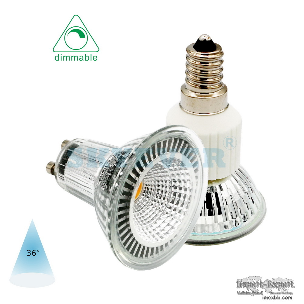 SKYEVER Glass-Aluminum LED Spot Light Cup GU10/JDR COB 5 Watts 120V/230V