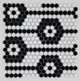 Black & White Hexagon Recycled Glass Flower Mosaic