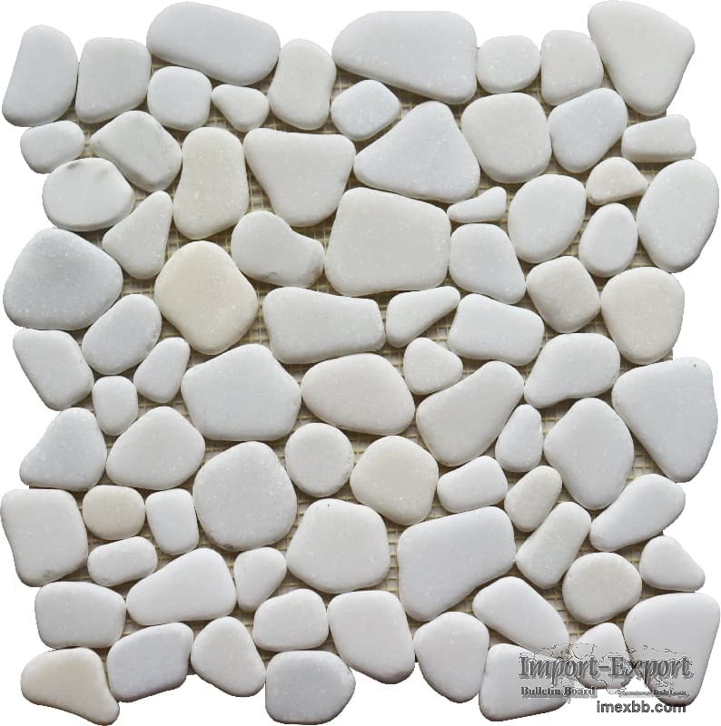 White Polished Irregular Pebble Mosaic Tile
