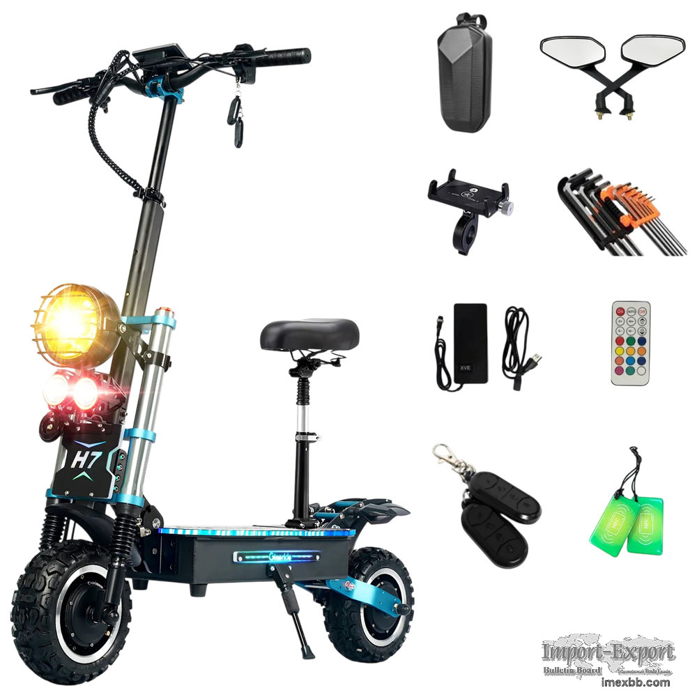 GLEERIDE H7 11" Off-Road Electric Scooter 3000W*2 Dual Motor 60V 30Ah LG 