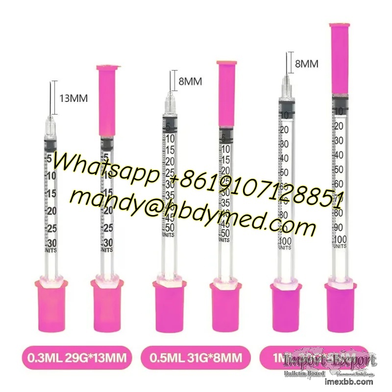 Disposable Medical Insulin Syringe 0.5ml 1ml U‑100 with 8mm needle