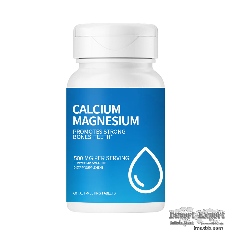 Private Label Calcium Magnesium Fast-Melting Tablets 500mg, Strawberry Smoo